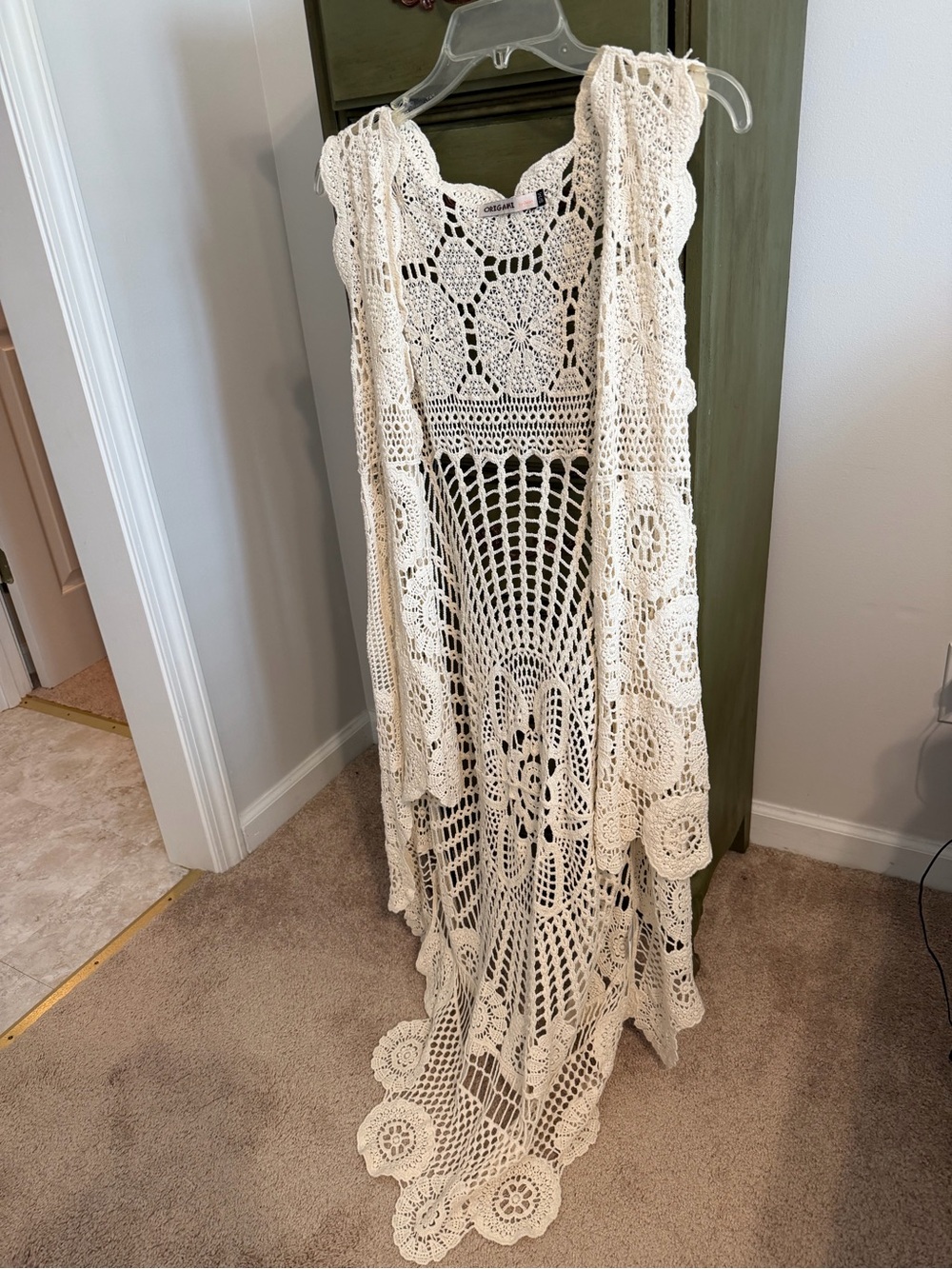 Crochet Lace Long Vest